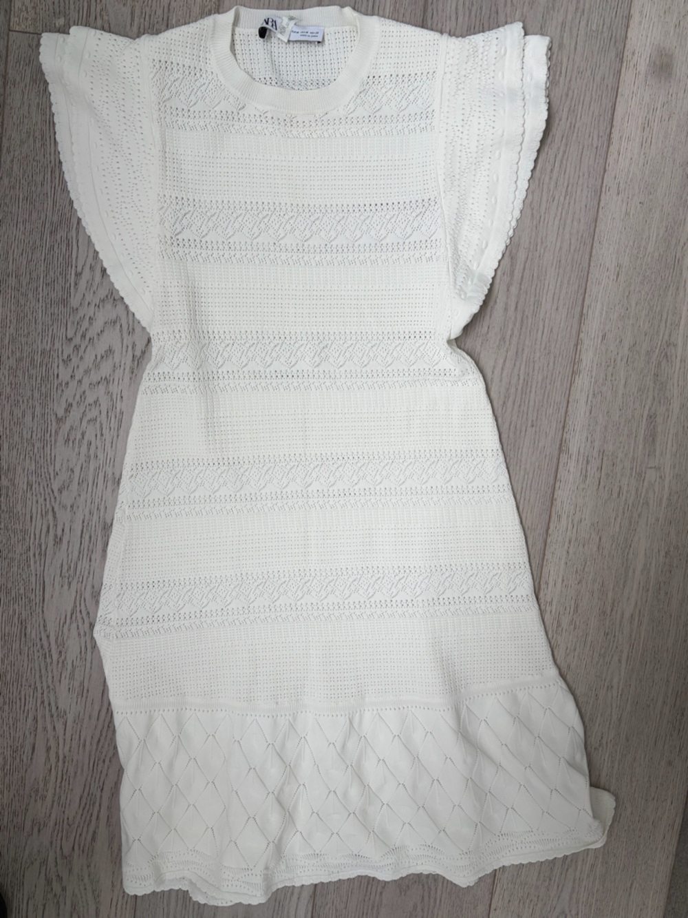 Zara cream white Open-Knit Lightweight dress